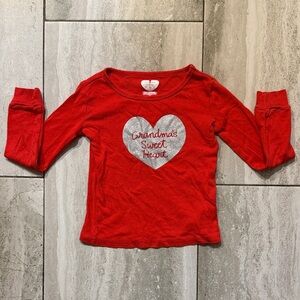 Kids Red Long-Sleeve "Grandma's Sweet Heart" Heart Top